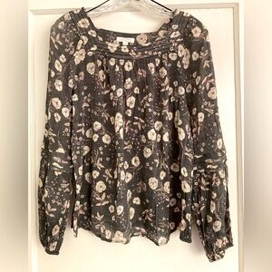 LC Lauren Conrad Black Ruffled Long Sleeve Blouse S
